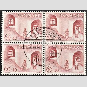 FRIMRKER DANMARK | 1968 - AFA 472 - Brnesagen Grnland - 60 + 10 re brunrd i 4-blok - Pragt Stemplet