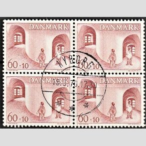 FRIMRKER DANMARK | 1968 - AFA 472 - Brnesagen Grnland - 60 + 10 re brunrd i 4-blok - Pragt Stemplet