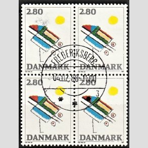 FRIMRKER DANMARK | 1987 - AFA 891 - Kunst - 2,80 Kr. flerfarvet i 4-blok - Pragt Stemplet