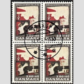 FRIMRKER DANMARK | 1985 - AFA 843 - Sindslidendes Vel - 2,80 Kr. + 40 re flerfarvet i 4-blok - Pragt Stemplet Brrup