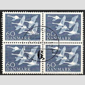 FRIMRKER DANMARK | 1956 - AFA 368 - Nordens svaner - 60 re bl i 4-blok - Lux Stemplet