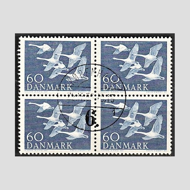 FRIMRKER DANMARK | 1956 - AFA 368 - Nordens svaner - 60 re bl i 4-blok - Lux Stemplet