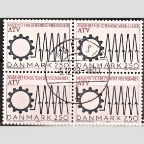 FRIMRKER DANMARK | 1987 - AFA 884 - Tekniske akademi 50 r - 2,50 Kr. sort/rd i 4-blok - Pragt Stemplet
