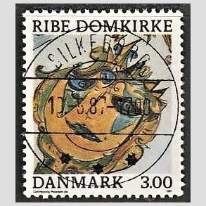 FRIM�RKER DANMARK | 1987 - AFA 879 - Ribe Domkirke - 3,00 Kr. flerfarvet - Pragt Stemplet