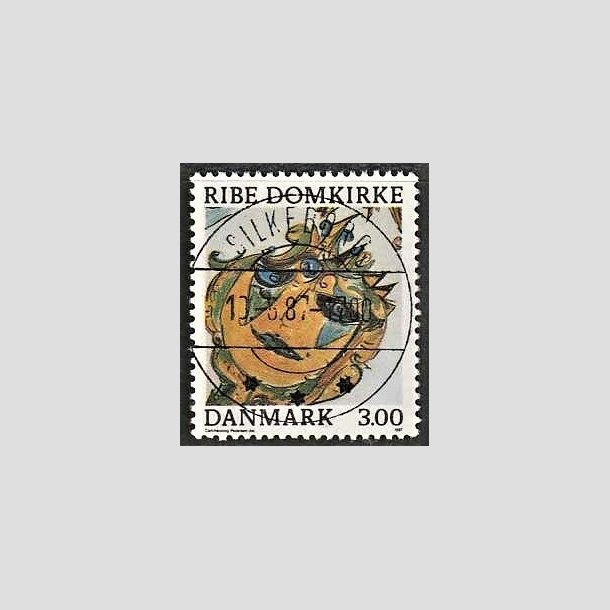 FRIMRKER DANMARK | 1987 - AFA 879 - Ribe Domkirke - 3,00 Kr. flerfarvet - Pragt Stemplet