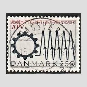 FRIMRKER DANMARK | 1987 - AFA 884 - Tekniske akademi 50 r - 2,50 Kr. sort/rd - Pragt Stemplet