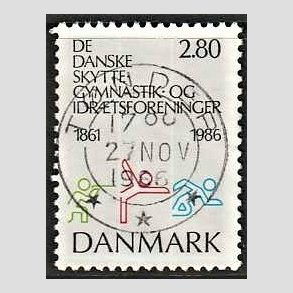 FRIM�RKER DANMARK | 1986 - AFA 862 - Dansk Skytte og Gymnastik - 2,80 Kr. flerfarvet - Pragt Stemplet