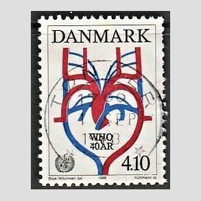 FRIM�RKER DANMARK | 1988 - AFA 909 - WHO 40 �r - 4,10 Kr. flerfarvet - Pragt Stemplet