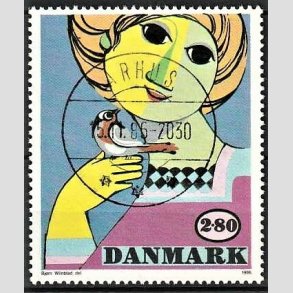 FRIMRKER DANMARK | 1986 - AFA 849 - Bjrn Wiinblad - 2,80 Kr. flerfarvet - Pragt Stemplet rhus