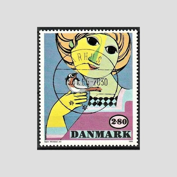 FRIMRKER DANMARK | 1986 - AFA 849 - Bjrn Wiinblad - 2,80 Kr. flerfarvet - Pragt Stemplet rhus