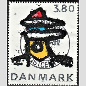 FRIMRKER DANMARK | 1985 - AFA 846 - Kunst af Robert Jacobsen - 3,80 Kr. flerfarvet - Lux Stemplet