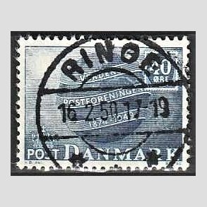 FRIM�RKER DANMARK | 1949 - AFA 316 - Verdenspostforeningen 75 �r - 40 �re bl� - Lux Stemplet