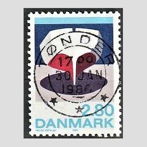 FRIM�RKER DANMARK | 1985 - AFA 845 - Kunst Helge Refn - 2,80 Kr. flerfarvet - Pragt Stemplet T�nder