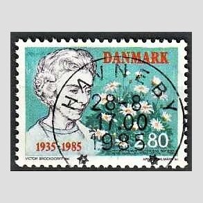 FRIM�RKER DANMARK | 1985 - AFA 832 - Dronning Ingrid 50 �ret - 2,80 Kr. flerfarvet - Pragt Stemplet Havneby