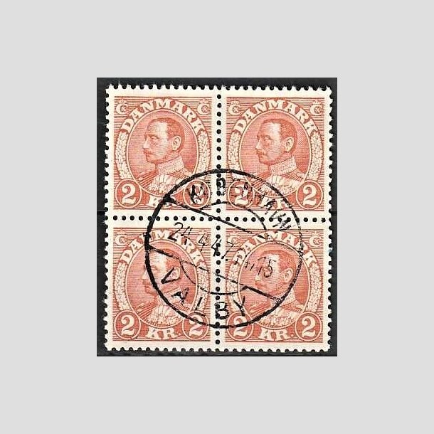 FRIMRKER DANMARK | 1934 - AFA 212 - Chr. X 2 Kr. brunrd i 4-blok - Lux Stemplet