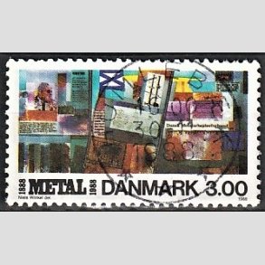 FRIM�RKER DANMARK | 1988 - AFA 915 - Dansk Metal 100 �r - 3,00 Kr. flerfarvet - Pragt Stemplet