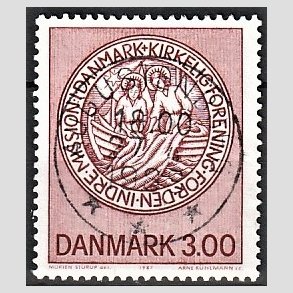 FRIM�RKER DANMARK | 1987 - AFA 893 - Indre mission - 3,00 Kr. brunr�d - Pragt Stemplet