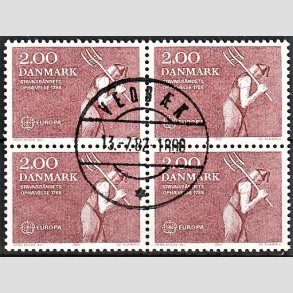 FRIMRKER DANMARK | 1982 - AFA 747 - Europamrker - 2,00 Kr. rd i 4-blok - Pragt Stemplet