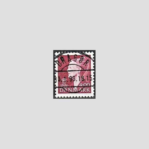 FRIMRKER DANMARK | 1999 - AFA 1202 - Dronning Margrethe II - 4,00 Kr. rd - Pragt Stemplet