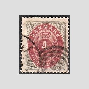 FRIMRKER DANMARK | 1871-74 - AFA 18 - 4 Skilling gr/rd - Stemplet