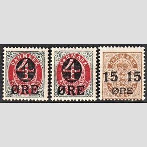 FRIMRKER DANMARK | 1904 - AFA 40,40B,41 - 4/8 re og 15/24 re provisorier - Ubrugt