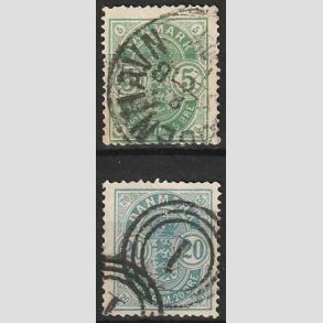 FRIM�RKER DANMARK | 1882 - AFA 32,33 - 5 �re gr�n og 20 �re bl� 