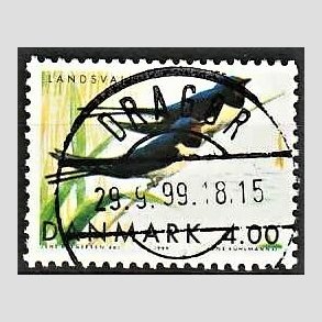 FRIM�RKER DANMARK | 1999 - AFA 1222 - Danske tr�kfugle - 4,00 Kr. landsvaler - Pragt Stemplet Drag�r