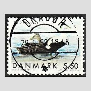 FRIM�RKER DANMARK | 1999 - AFA 1224 - Danske tr�kfugle - 5,50 Kr. Edderfugl - Pragt Stemplet