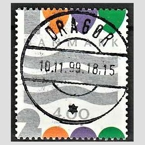 FRIM�RKER DANMARK | 1999 - AFA 1233 - Millennium-frim�rker - 4,00 Kr. Tre b�lgelinier - Pragt Stemplet