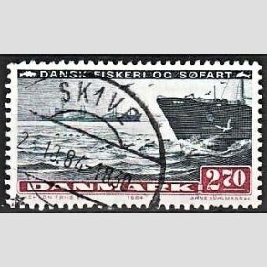 FRIM�RKER DANMARK | 1984 - AFA 810 - Fiskeri og s�fart - 2,70 Kr. sortbl�/r�dbrun - Pragt Stemplet Skive