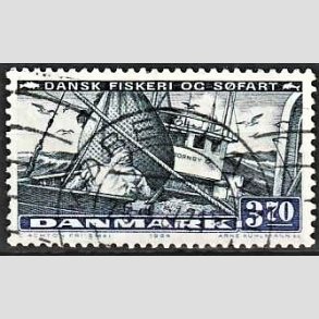 FRIM�RKER DANMARK | 1984 - AFA 812 - Fiskeri og s�fart - 3,70 Kr. sortbl�/b�rkbl� - Pragt Stemplet K�benhavn