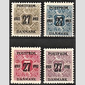 FRIMRKER DANMARK | 1918 - AFA  85x,86x,87x,89x - 27 re provisorier st X'ere - Ubrugt (Svage hngselsspor)