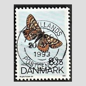 FRIM�RKER DANMARK | 1993 - AFA 1039 - Sommerfugle - 8,75 Kr. flerfarvet - Pragt Stemplet