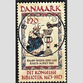 FRIM�RKER DANMARK | 1973 - AFA 550 - Det Kongelige Bibliotek 300 �r - 120 �re beige/brun/bl�/r�d - Pragt Stemplet