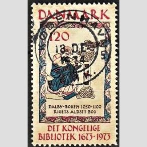 FRIM�RKER DANMARK | 1973 - AFA 550 - Det Kongelige Bibliotek 300 �r - 120 �re beige/brun/bl�/r�d - Pragt Stemplet K�benhavn