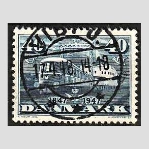 FRIM�RKER DANMARK | 1947 - AFA 304 - Danske jernbaner 100 �r - 40 �re bl� - Pragt Stemplet Viby J.