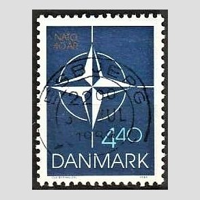 FRIM�RKER DANMARK | 1989 - AFA 934 - Danmark i NATO 40 �r. - 4,40 Kr. flerfarvet - Pragt Stemplet