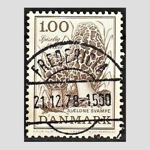 FRIM�RKER DANMARK | 1978 - AFA 669 - Sj�ldne svampe - 1,00 Kr. brun - Pragt Stemplet Fredericia
