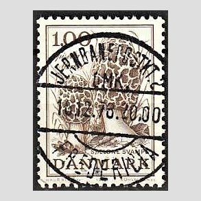 FRIM�RKER DANMARK | 1978 - AFA 669 - Sj�ldne svampe - 1,00 Kr. brun - Pragt Stemplet