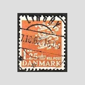 FRIMRKER DANMARK | 1962 - AFA 404 - Rigsvben 1,25 Kr. orange - Lux Stemplet Lyngby