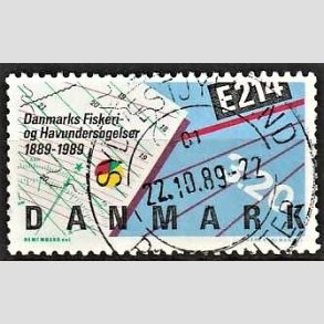 FRIM�RKER DANMARK | 1989 - AFA 944 - Fiskeri- og havunders�gelser 100 �r - 3,20 Kr. flerfarvet - Pragt Stemplet