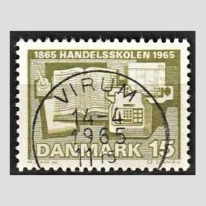 FRIM�RKER DANMARK | 1965 - AFA 429 - �rhus Handelsskole 100 �r - 15 �re olivgr�n - Lux Stemplet