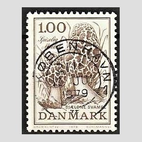 FRIM�RKER DANMARK | 1978 - AFA 669 - Sj�ldne svampe - 1,00 Kr. brun - Pragt Stemplet