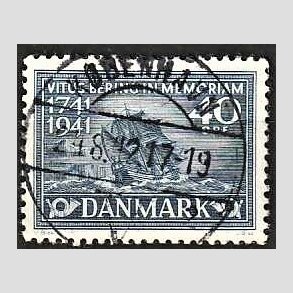 FRIM�RKER DANMARK | 1941 - AFA 272 - Vitus Bering 40 �re bl� - Lux Stemplet