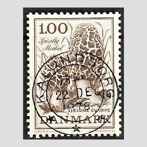 FRIM�RKER DANMARK | 1978 - AFA 669 - Sj�ldne svampe - 1,00 Kr. brun - Pragt Stemplet