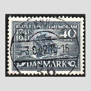 FRIM�RKER DANMARK | 1941 - AFA 272 - Vitus Bering 40 �re bl� - Lux Stemplet