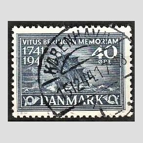 FRIM�RKER DANMARK | 1941 - AFA 272 - Vitus Bering 40 �re bl� - Lux Stemplet