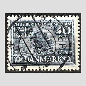 FRIM�RKER DANMARK | 1941 - AFA 272 - Vitus Bering 40 �re bl� - Lux Stemplet