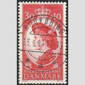 FRIMRKER DANMARK | 1960 - AFA 390 - Dronning Ingrid - 30 + 10 re rd - Pragt Stemplet