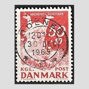 FRIMRKER DANMARK | 1965 - AFA 439F - Brnenes Kontor - 50 + 10 re rd - Pragt Stemplet